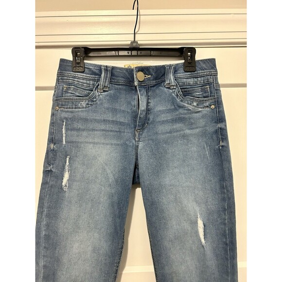 Democracy AB Technology Distressed Denim Blue Jeans Women's Size 6 Medium Wash - Picture 4 of 6
